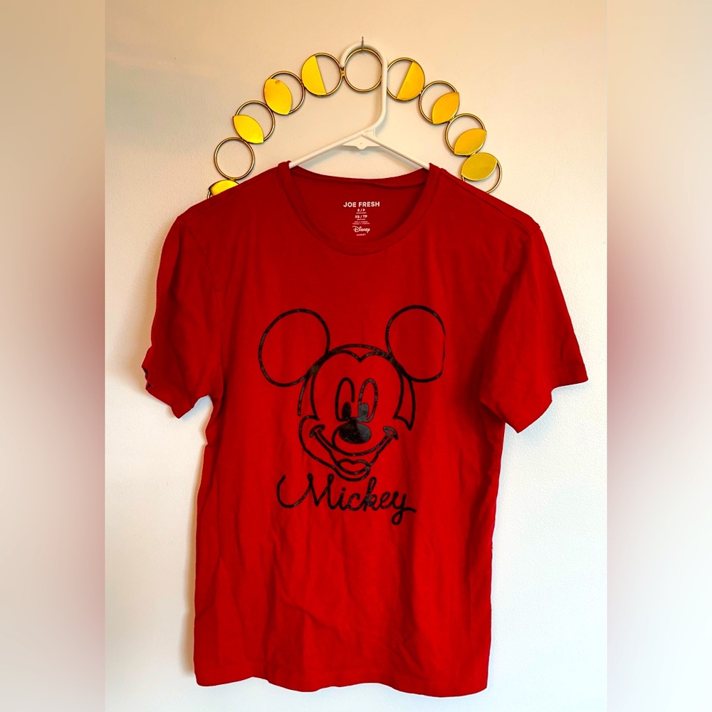 Joe Fresh Mickey Mouse Red T Shirt Womens Size Small Mens Size Extra Small Top